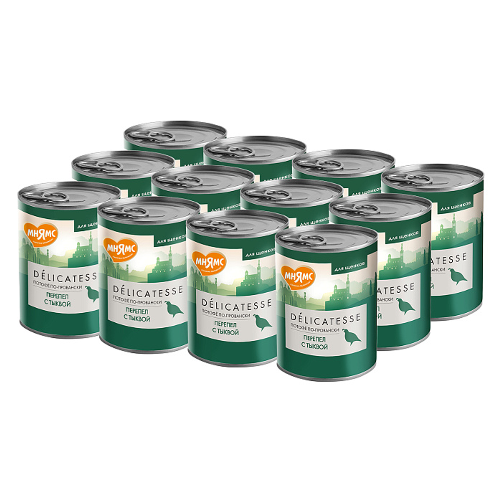 Влажный корм Мнямс Деликатес Паштет из перепёлки с тыквой для щенков всех пород "Потофё по-провански" 400 г