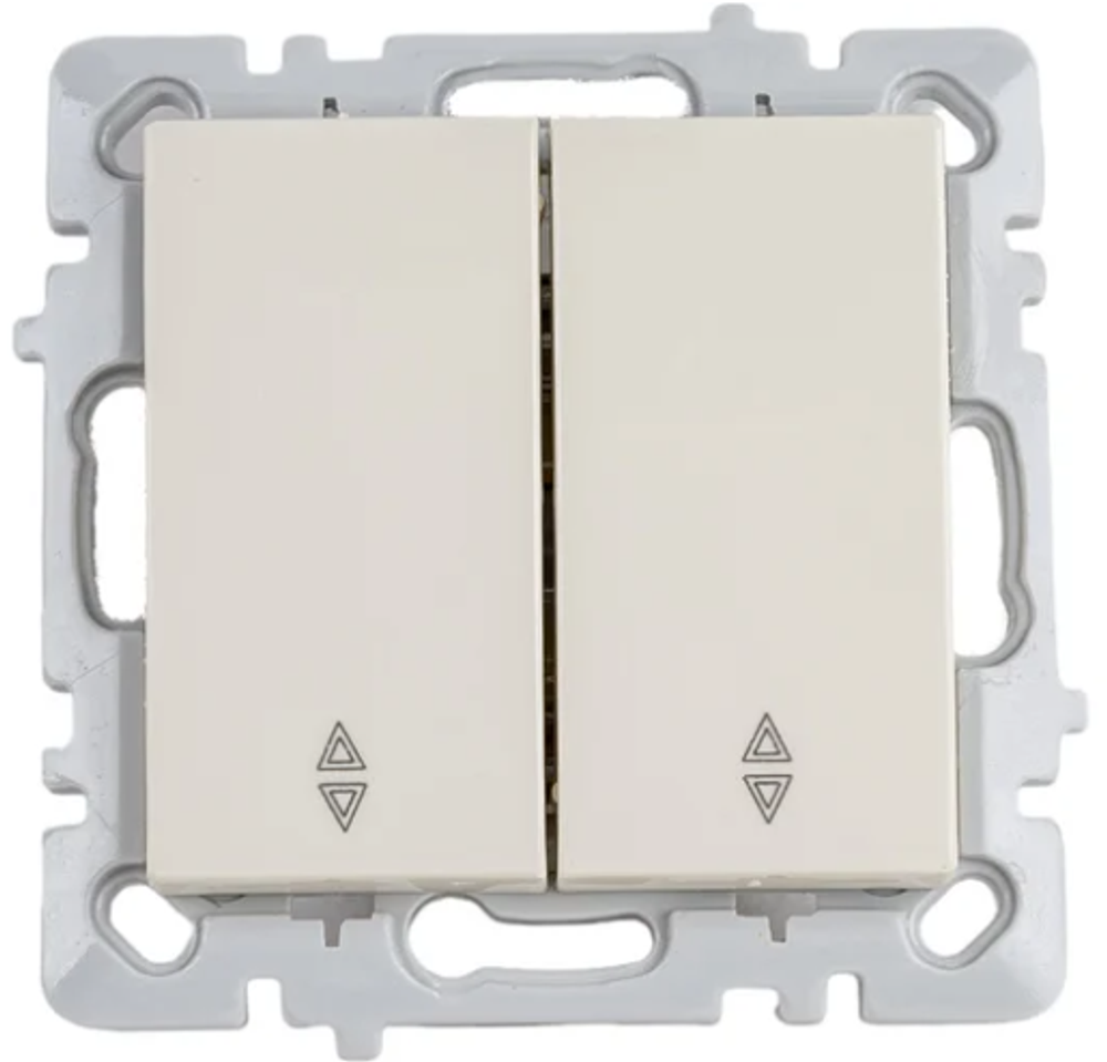 Выключатель проходной двухклавишный UNIVersal серия "Афина ", скрытой установки, 10А, 220В, шампань.