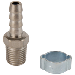 OPT-72008HM Штуцер пневматический ёлочка с обжимным кольцом, внешняя резьба 1/4", 8 мм