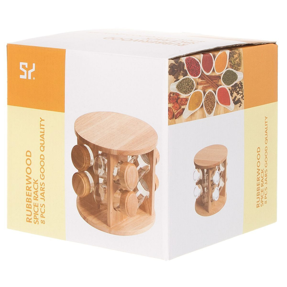 Набор для специй стекло, дерево, 9 шт, на подставке, беж, Y3-1137