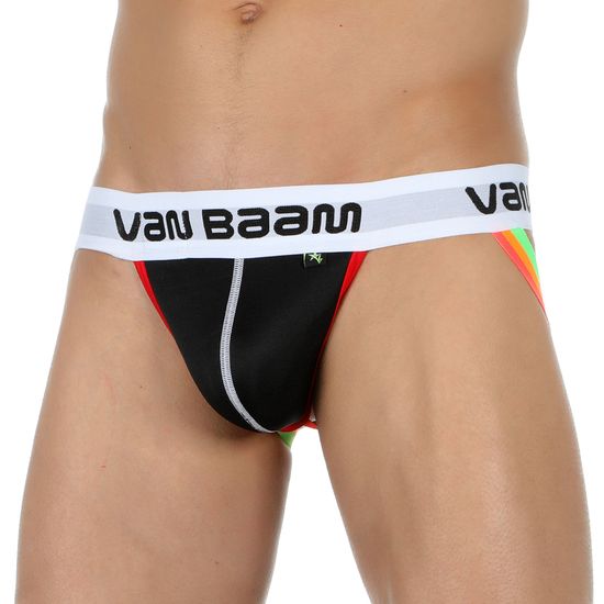 Мужские трусы джоки черные с разноцветными резинками Van Baam