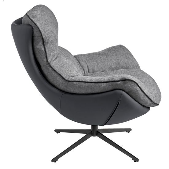 Кресло HUG тёмно-серый, экокожа, шенилл