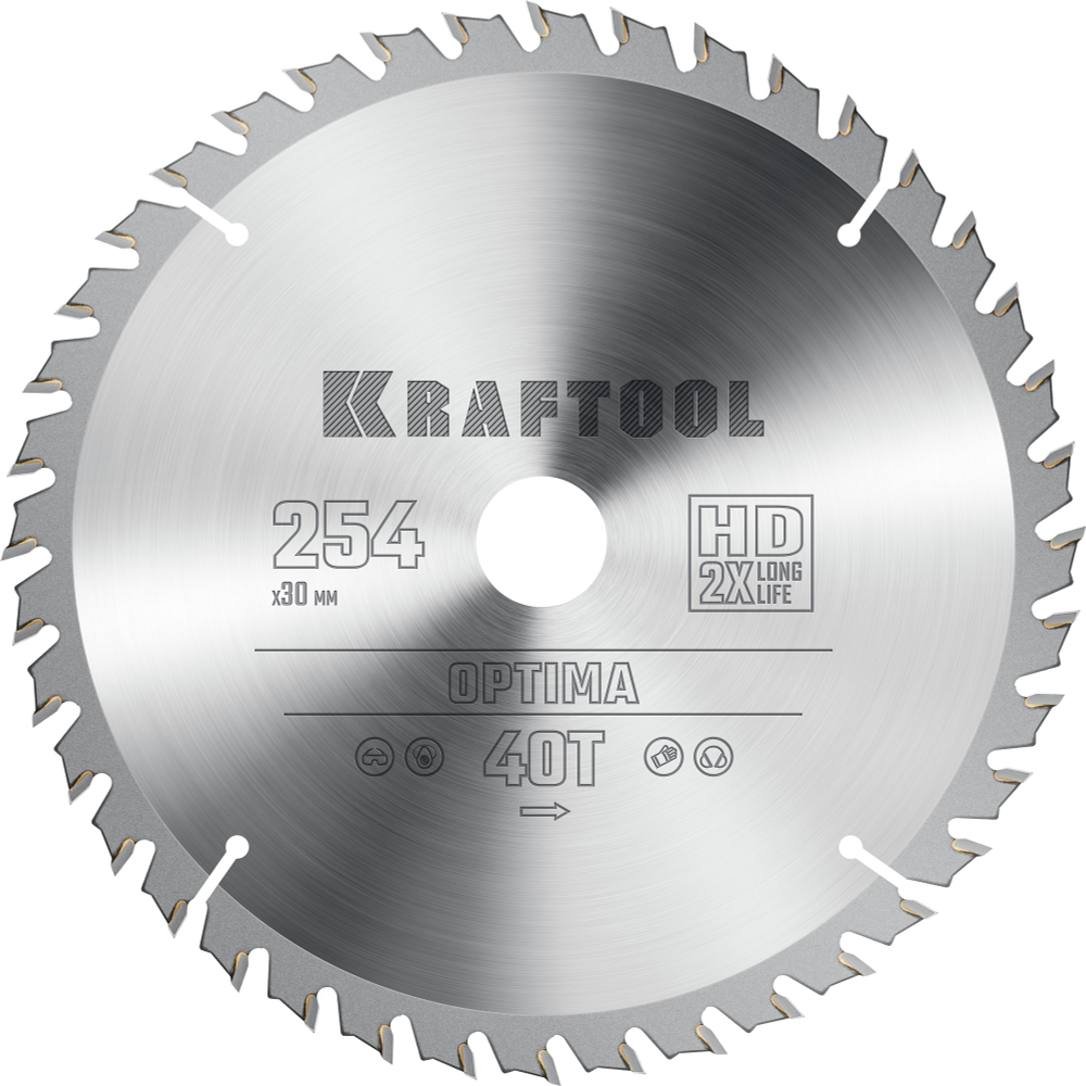 KRAFTOOL Optima, 254 х 30 мм, 40Т, пильный диск по дереву (36951-254-30)