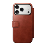 Кожаный чехол-книжка MagSafe Nomad Horween Modern Leather Folio Limited Edition для iPhone 17 Pro Гибридный укреплённый чехол из натуральной кожи Horween с сенсорной накладкой для Контроллера камеры. Есть отделение для купюр и встроенный картхолдер — вмещ