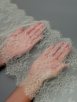 Кружево шантильи темная шампань неэластичное ширина 22 см длина 1.45 м