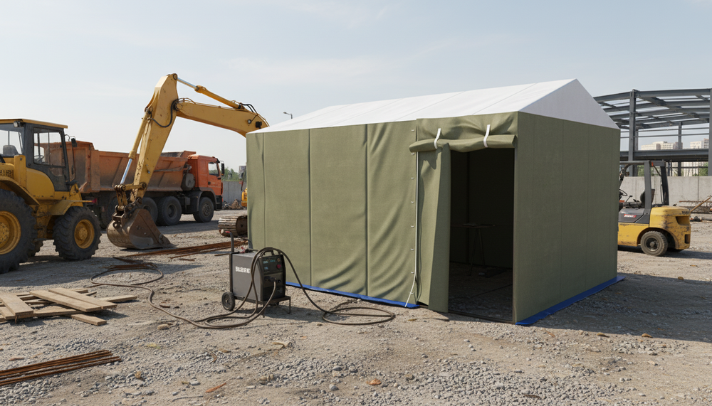 Палатка сварщика МногоТентов 4х3 м. (Стены брезент ОП/крыша ткань ПВХ).