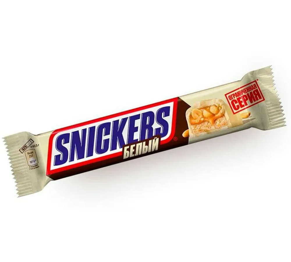 Батончик шоколадный Snickers белый 81г