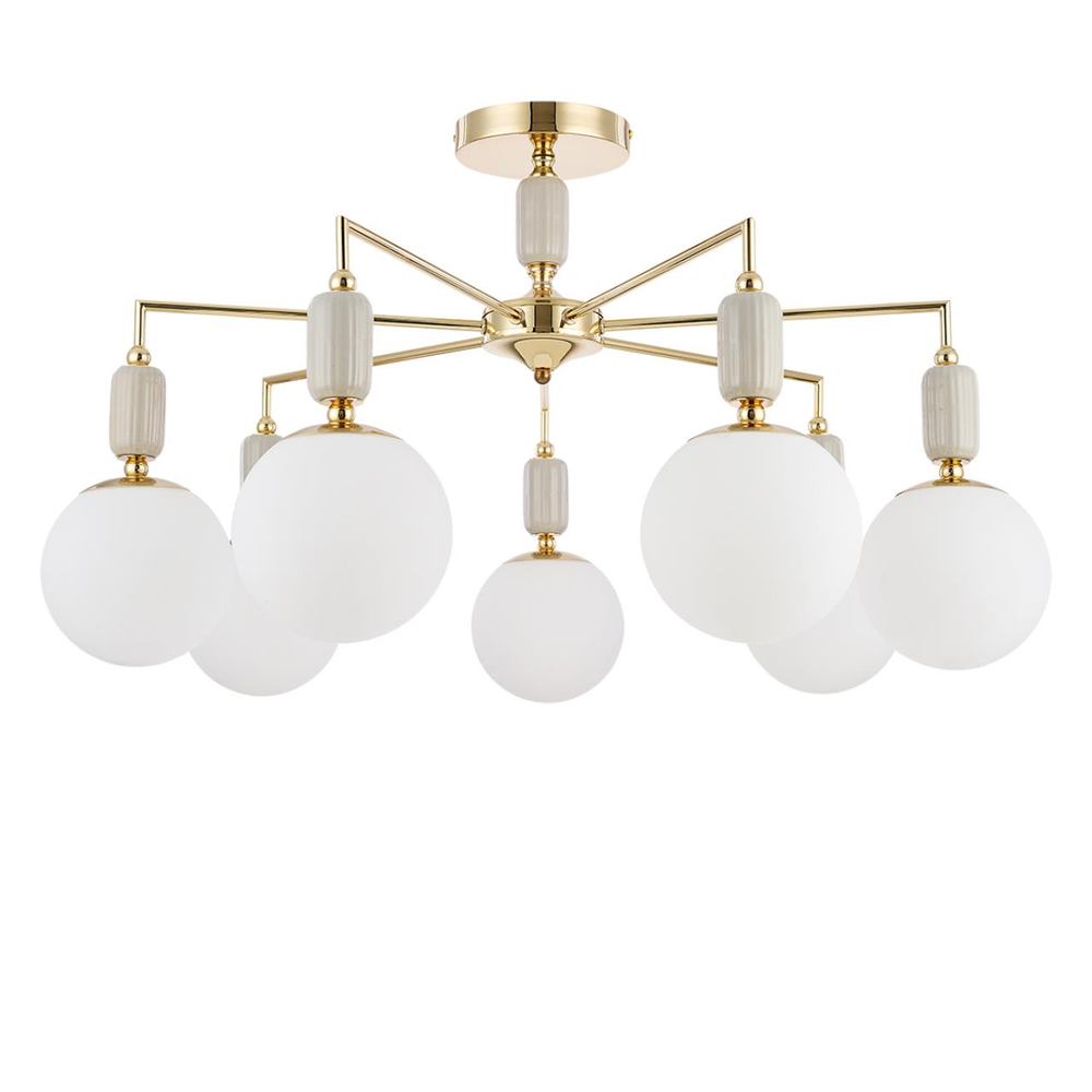 6580/7C CLASSI LN26 36 французское золото, серый/белый металл, керамика/стекло Люстра потолочная E14 7*40W 220V VIVIEN