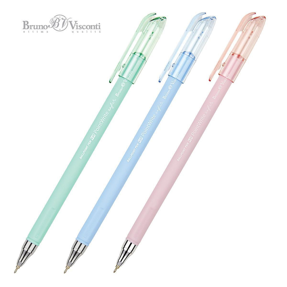 Ручка шариковая 0.38 мм, синяя "PointWrite. Zefir", 3 цв. корпуса (Bruno Visconti)