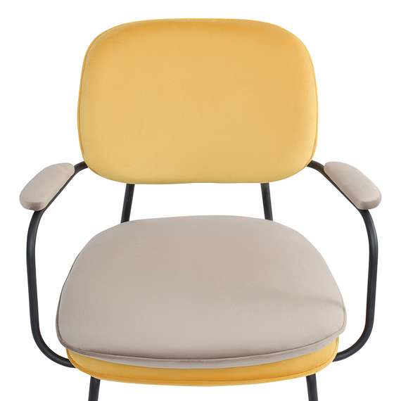 Стул с подлокотниками pea, велюр, желтый/бежевый