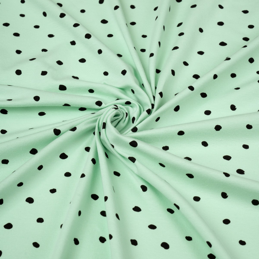 Кулирная гладь с рисунком, 92% хлопок, 8% ПУ(эластан), 175 гр/м2, св.зелёный/чёрный (20473)