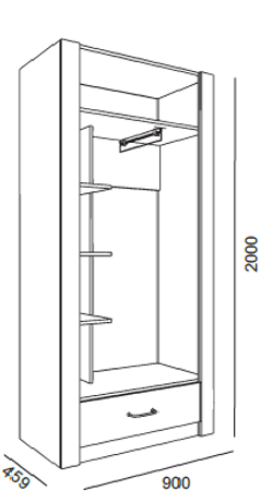 Шкаф двухстворчатый "Ева 5" М-1 (дуб ирландский/белый матовый), ЛДСП, Комфорт-S, г. Ижевск Русский