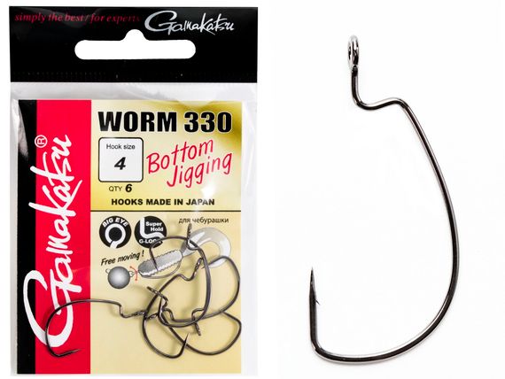 Крючки офсетные Gamakatsu WORM 330 BOTTOM JIGGING HOOKS разм. 04 6шт.