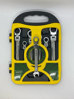 Набор комбинированных ключей с трещоткой в кейсе, Гаечные ключи с храповым механизмом, Ключи трещоточные, 8-19 мм, 7 шт