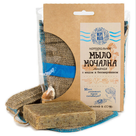 Мыло-мочалка льняная с Медом и бессмертником, 110 г