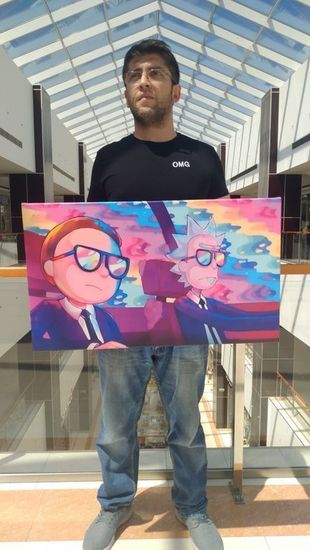 Оригинальная картина на холсте Рик и Морти телепорт