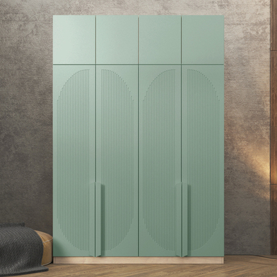 Шкаф Агератум МДФ четырехсекционный с антресолью Лайн шалфей (0,27) А10024 матовая - Дуб Сонома 3025  210*50*220