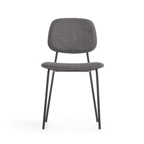 Стул Benilda темно-серый с дубовым шпоном и сталь с черной отделкой