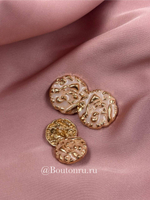 Пуговицы объемные золотистые с молочной эмалью