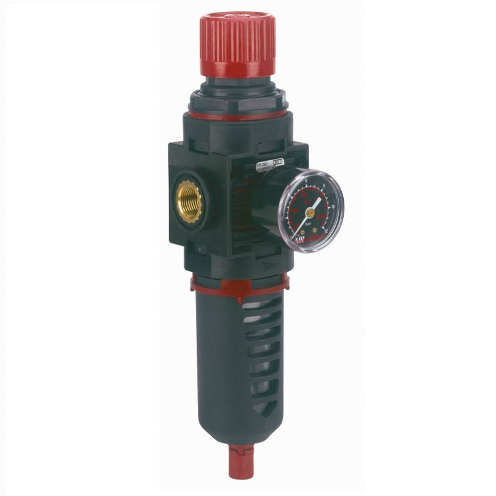 Регулятор давления с фильтром, клапаном для слива конденсата и манометром,  1/4", GARTEC (Италия)