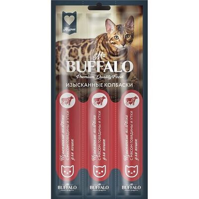 Лакомство для кошек Mr.Buffalo Колбаски с мясом говядины и утки (В204)