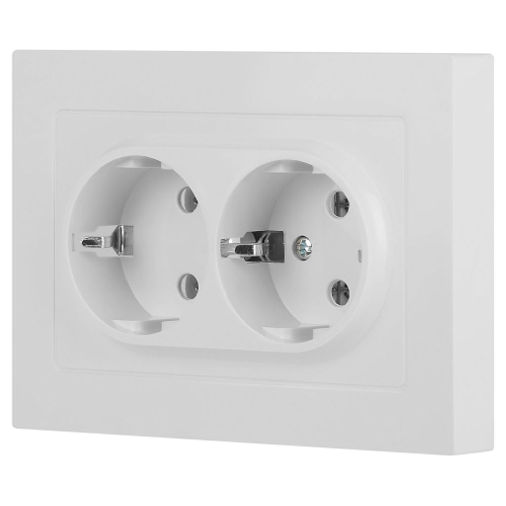 Розетка Intro Accent 6-205-01М 2X2P+E Schuko, 16А-250В, IP20, СУ, AL/CU, белый матовый