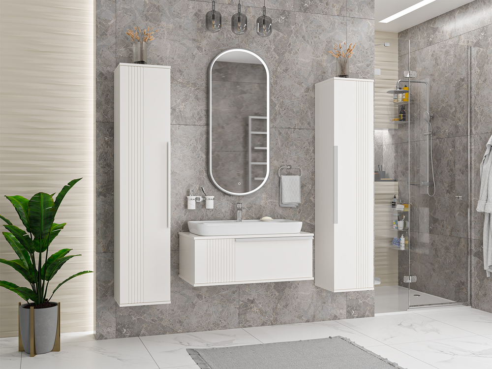 Шкаф - пенал Brevita Savoy 35 подвесной универсальный (белый)