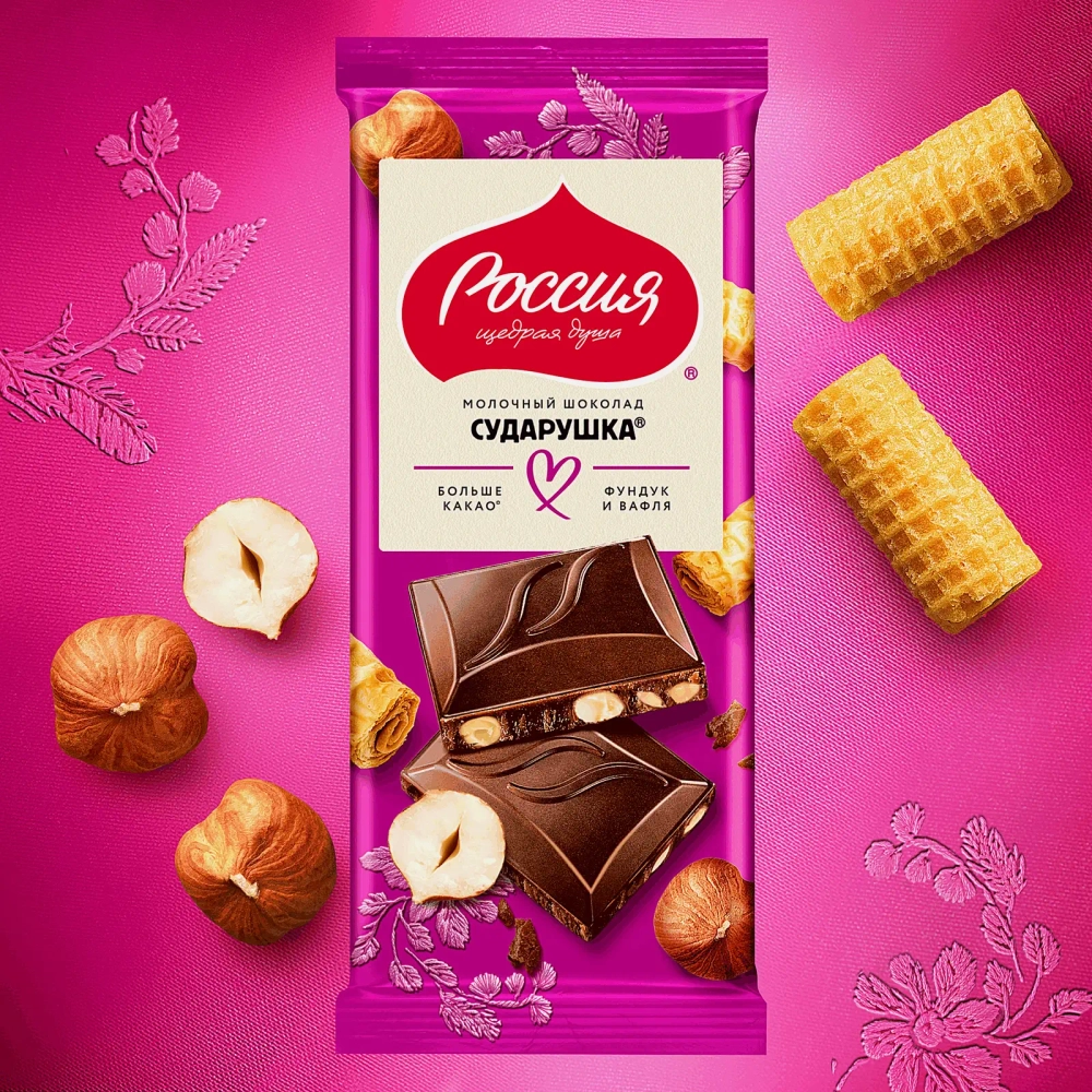Молочный шоколад с фундуком Сударушка 75/82г