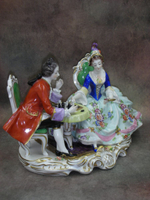 Статуэтка. Фарфор. За шахматным столом. Volkstedt. Германия