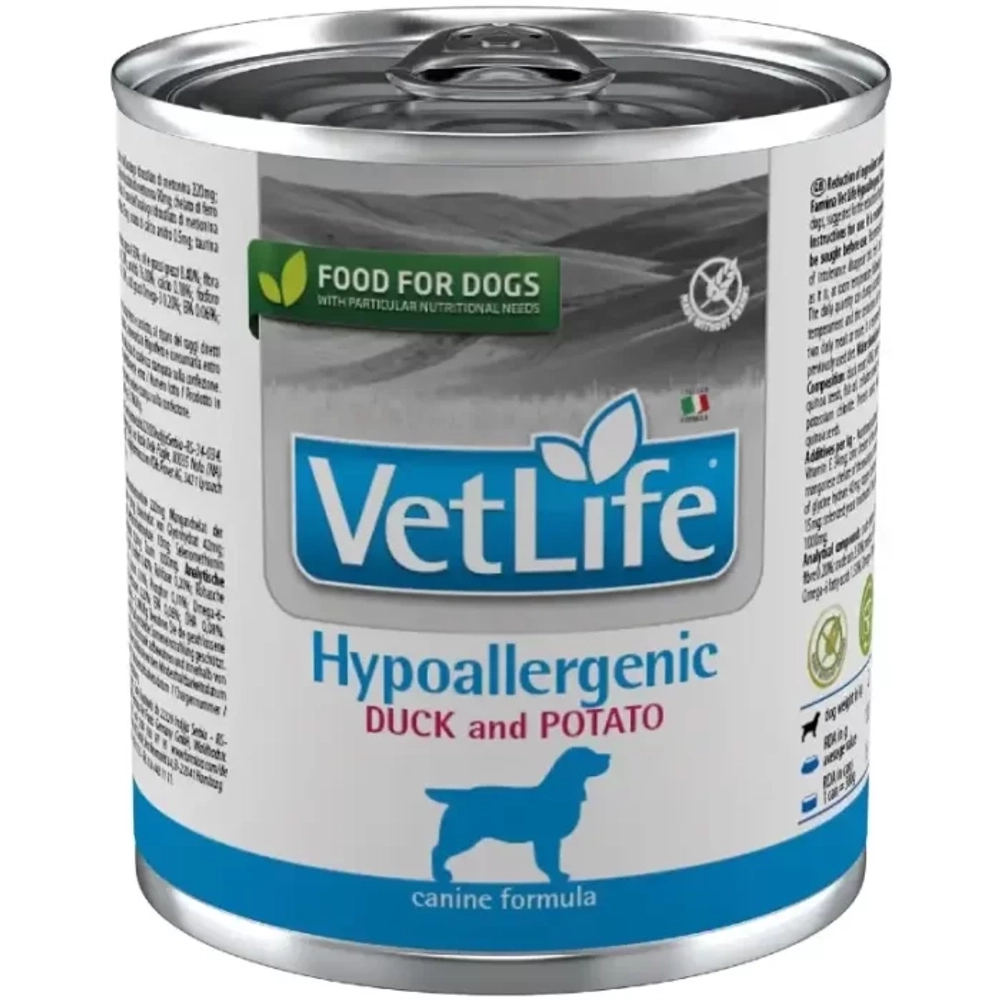 FARMINA VET LIFE Консервы для собак гипоаллергеный утка с картофелем паштет 0,3 кг