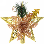 Звезда на ёлку 14 см «Звездный цветок» золото/янтарь