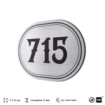 Номерок на дверь квартиры 715, для кабинета, офиса, шильдик 9 х 7 см, серебристый, Айдентика Технолоджи