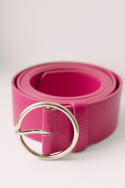 Широкий ремень из фактурной кожи, 45 мм, ярко-розовый