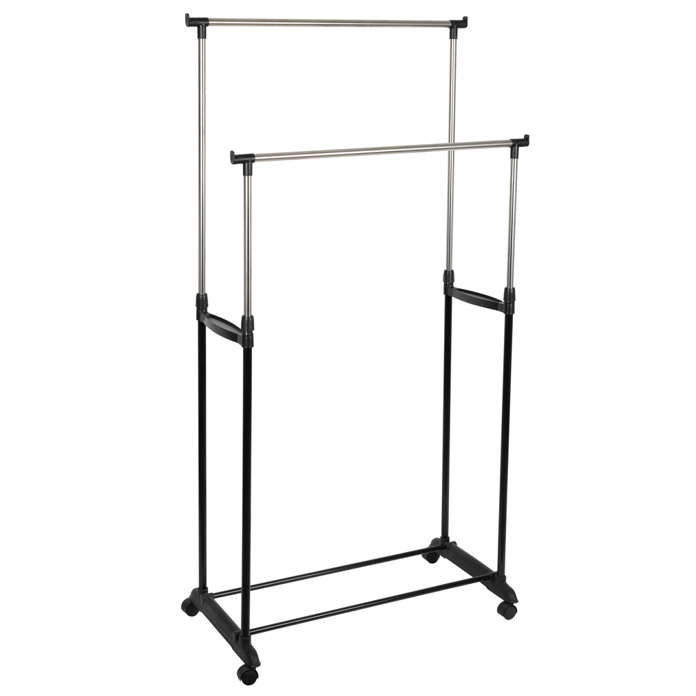Вешалка напольная 2 перекладины на колесах 78*42*93*168см CR465