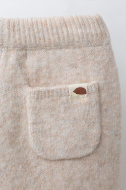 ZARA ТРИКОТАЖНЫЕ ЛЕГИНСЫ С КАРМАНОМ И ЭТИКЕТКОЙ С ЕЖИКОМ, СВЕТЛО-БЕЖЕВЫЙ