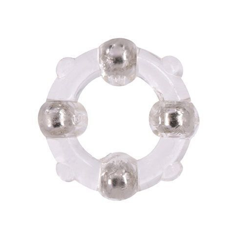 Эрекционное кольцо с 4 бусинами MENZSTUFF STUD RING CLEAR (Цвет: прозрачный)