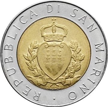 500 лир 1987 Сан-Марино, 15 лет возобновлению чеканке монет