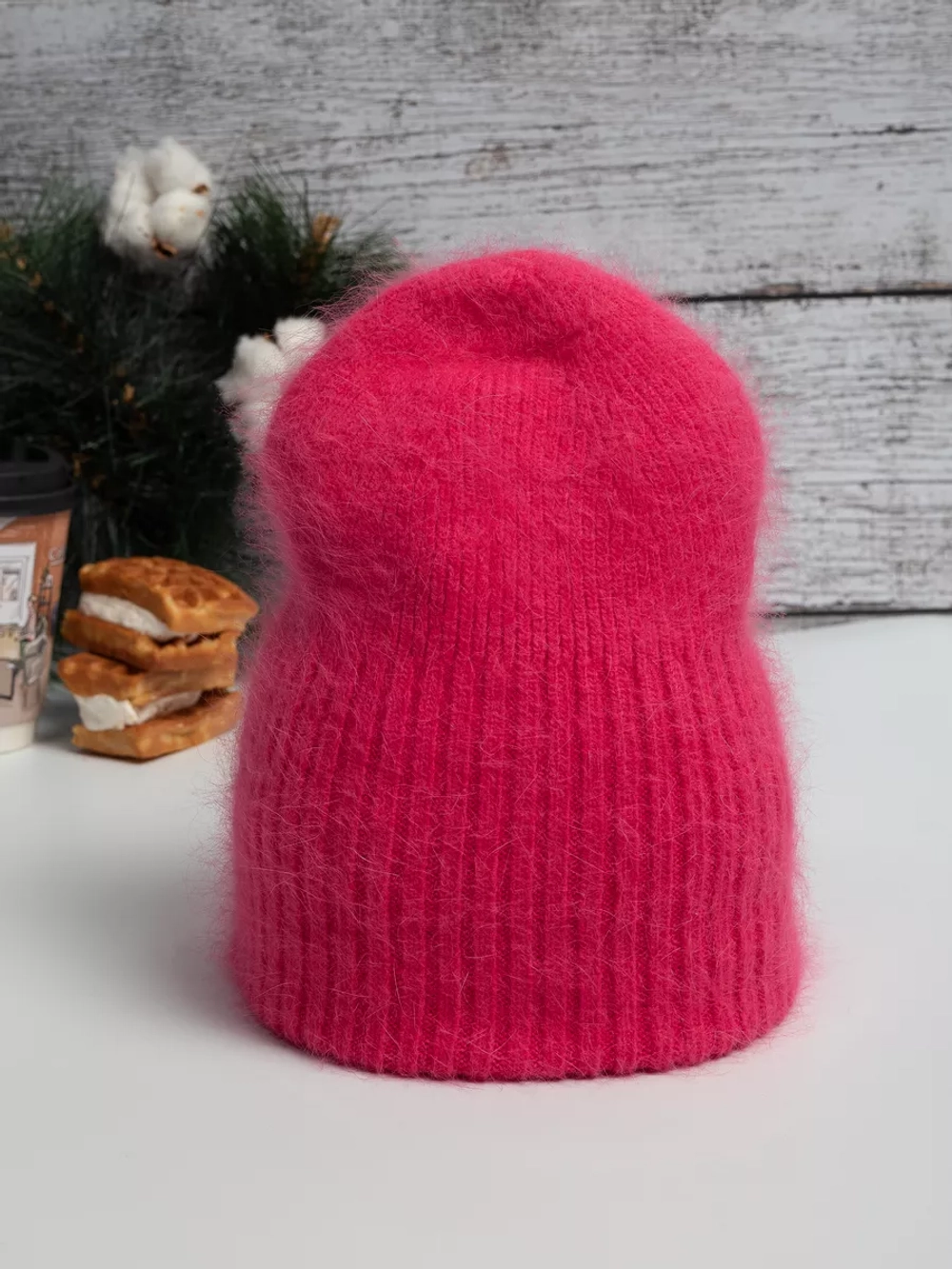 шапка ангора зимняя пушистая вязаная модная