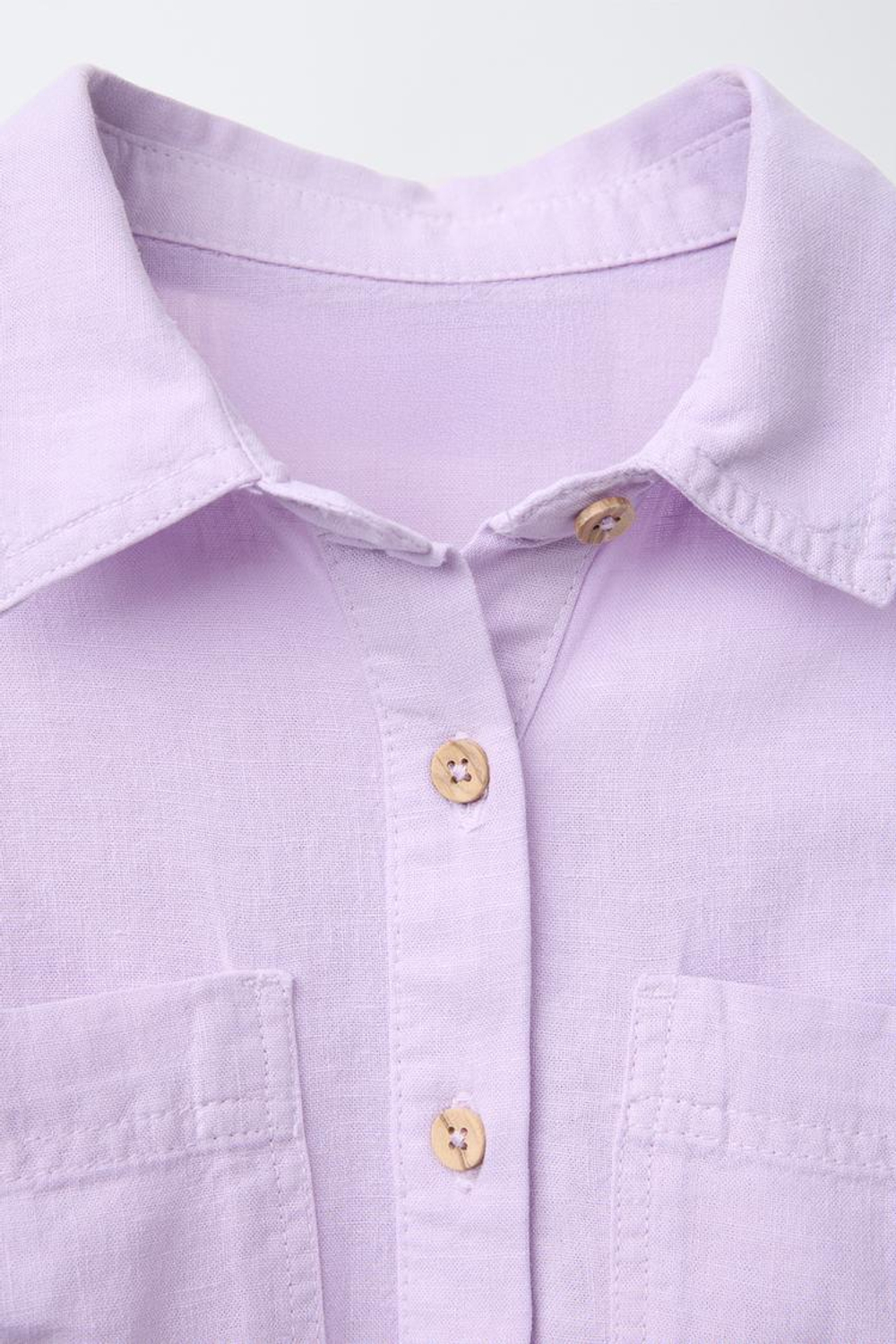 ZARA РУБАШКА ИЗ СМЕСОВОГО ЛЬНА С УЗЛОМ, ЦВЕТ МАЛЬВЫ