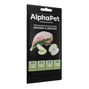 Крем-лакомство для кошек AlphaPet Superpremium с кроликом и яблоком