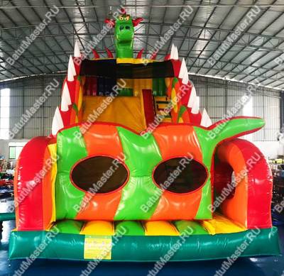 Батут-горка "Дракон 3" с шипами, 11*6*8,5 м