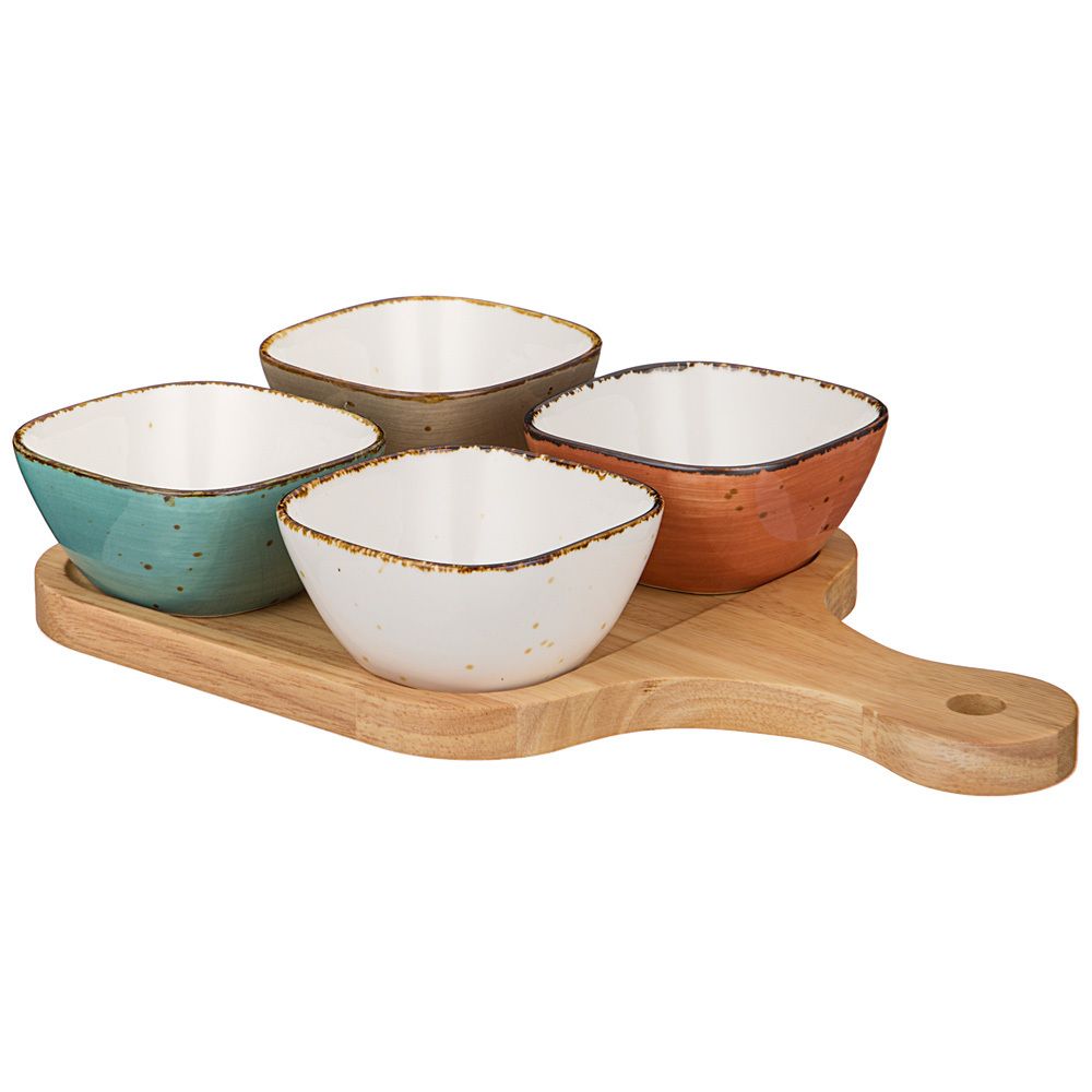 НАБОР САЛАТНИКОВ НА ДЕРЕВ. ПОДСТАВКЕ BRONCO "NATURE" 5 ПРЕДМЕТОВ (КОР=16НАБ.)