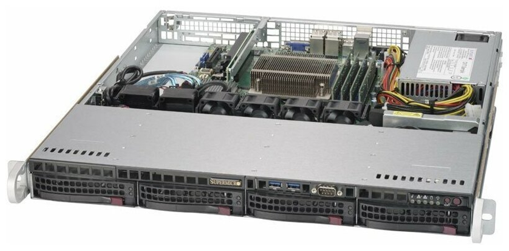 Сервер Supermicro SuperServer 5019S-M2 без процессора/без ОЗУ/без накопителей/количество отсеков 3.5" hot swap: 4/1 x 350 Вт