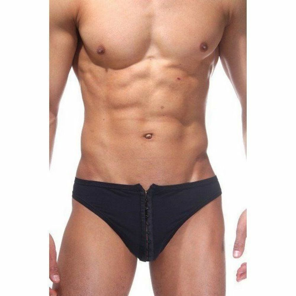 Трусы мужские тонги черные с застежкой La Blinque LB15006