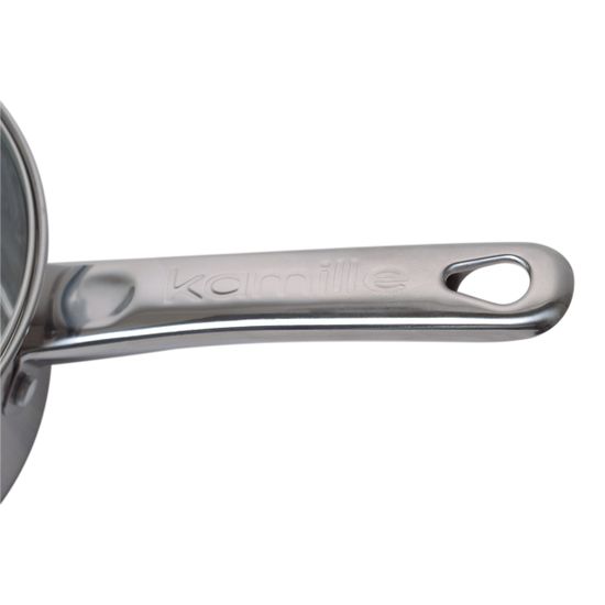 Ковш 1,9 л. из нержавеющей стали со стеклянной крышкой Kamille KM 4227S-БК (d16х10,5 см)