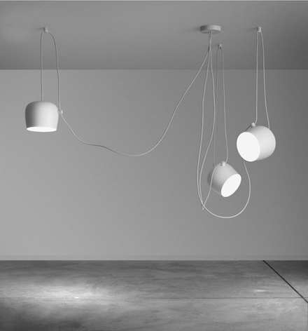 Pendant design lamp  AIM by Flos (3 lampshade ,  White)