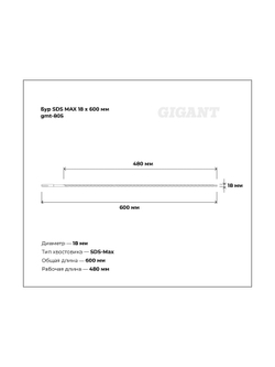 Бур SDS MAX 18x600 мм Gigant gmt-805