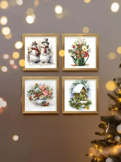 Картины на стену интерьерные на холсте 4 шт, 23*23 см