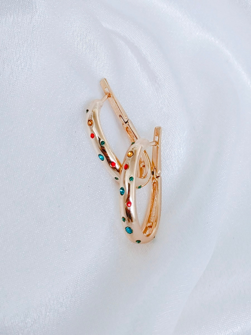 "Монпасье" серьги в золотом покрытии из коллекции "Молодежная" от Jenavi с английским замком