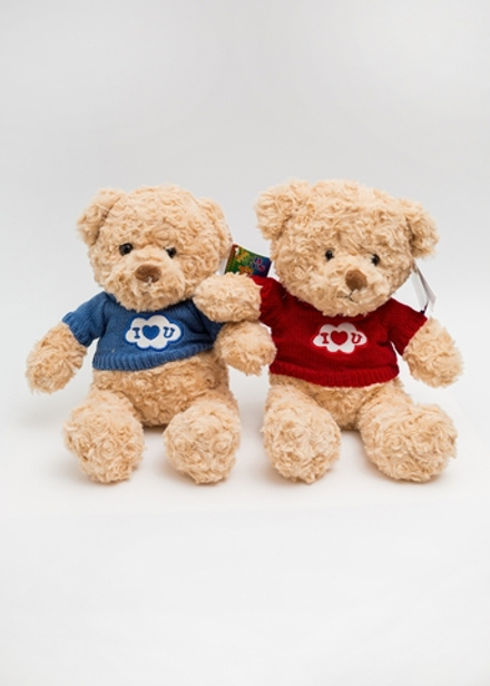 Мягкий медвежонок в свитере «I❤️U» 25 см